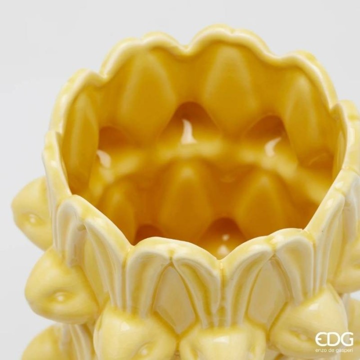 EDG Vaso Conigli Easter in ceramica gialla 32 cm