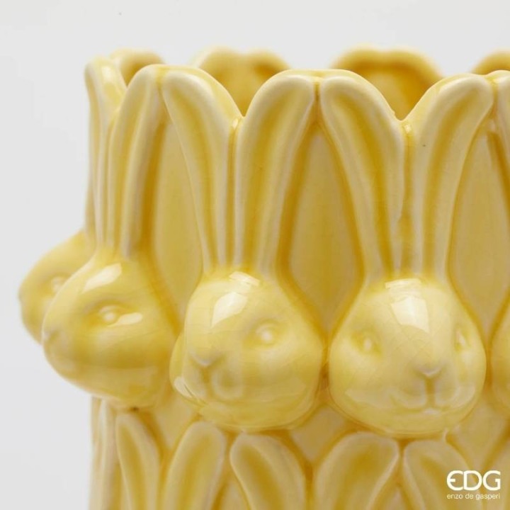 EDG Vaso Conigli Easter in ceramica gialla 32 cm