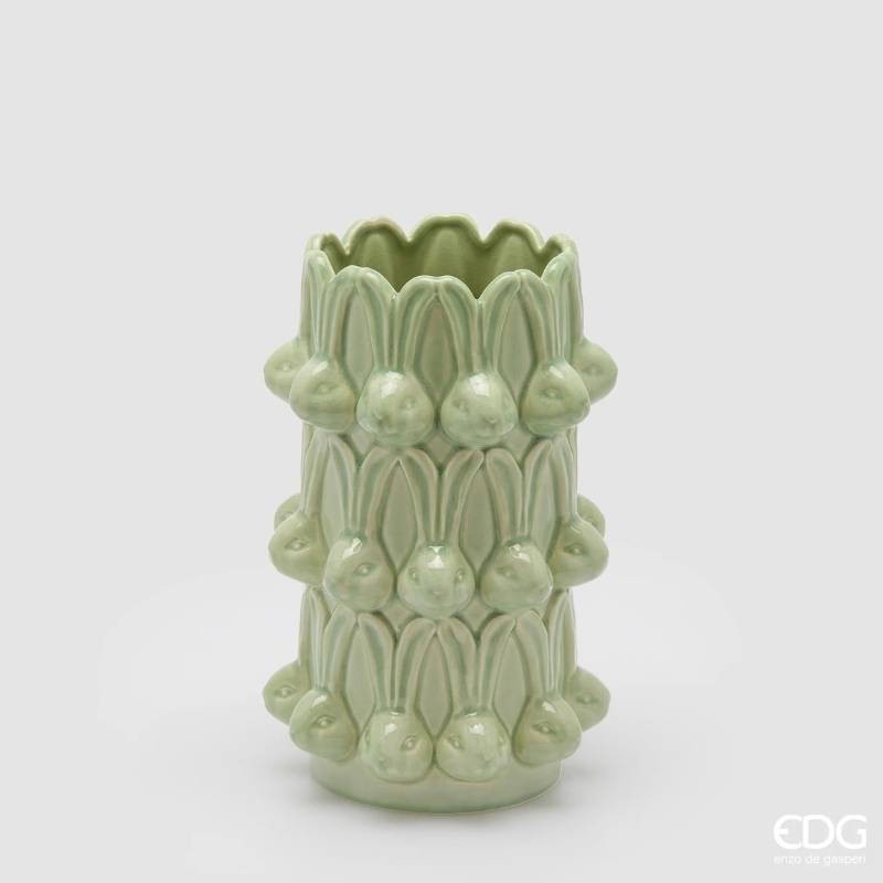 Vaso Conigli Easter Verde H25 EDG – Vaso Decorativo Pasquale in Ceramica