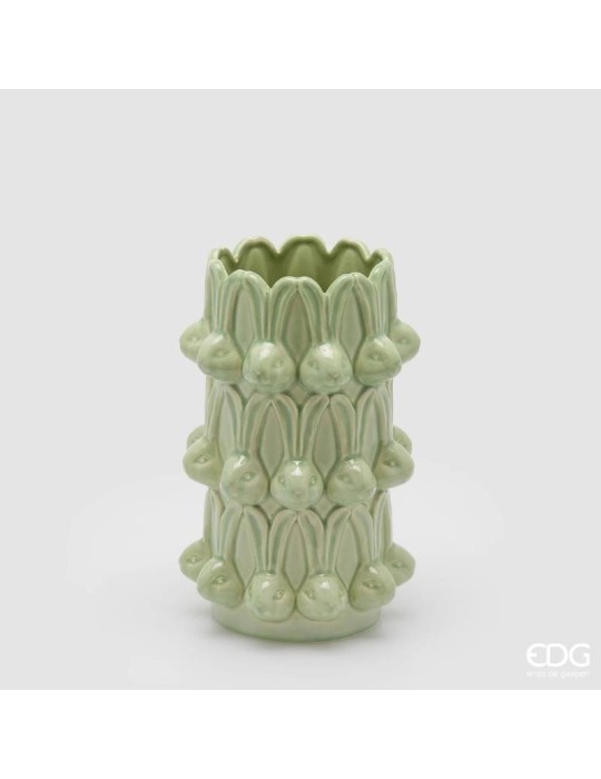 Vaso Conigli Easter Verde H25 EDG – Vaso Decorativo Pasquale in Ceramica
