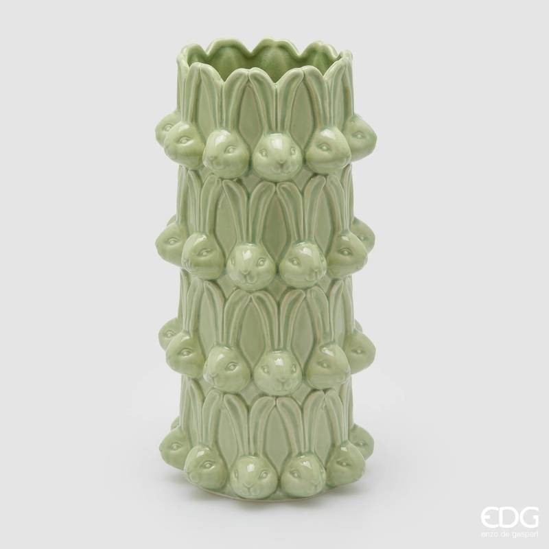 Vaso Conigli Easter Verde H32 EDG – Vaso Decorativo Pasquale in Ceramica