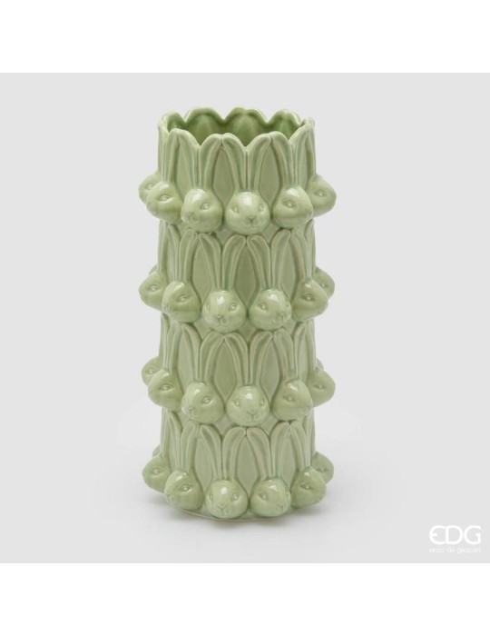 Vaso Conigli Easter Verde H32 EDG – Vaso Decorativo Pasquale in Ceramica