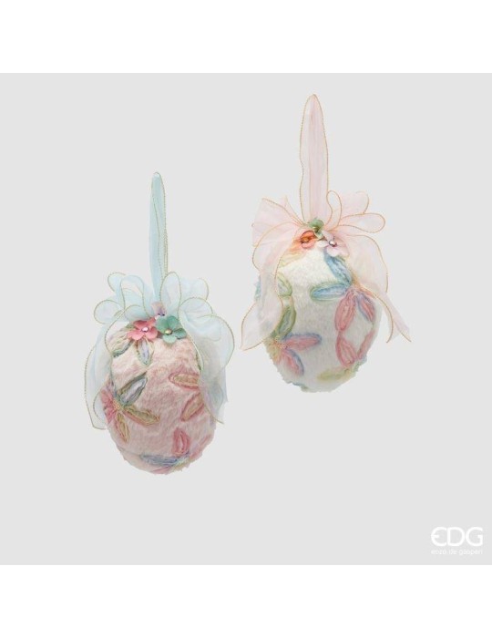 Uovo Decorativo di Pasqua con Fiocco da Appendere EDG – H 16 cm