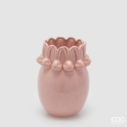 EDG Vaso Easter bombato conigli rosa alto 24 cm