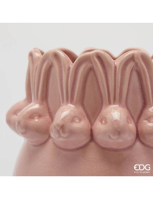 Vaso Conigli Easter Bombato H24 cm Rosa – EDG...