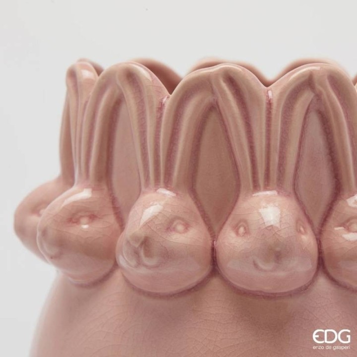EDG Vaso Easter bombato conigli rosa alto 24 cm
