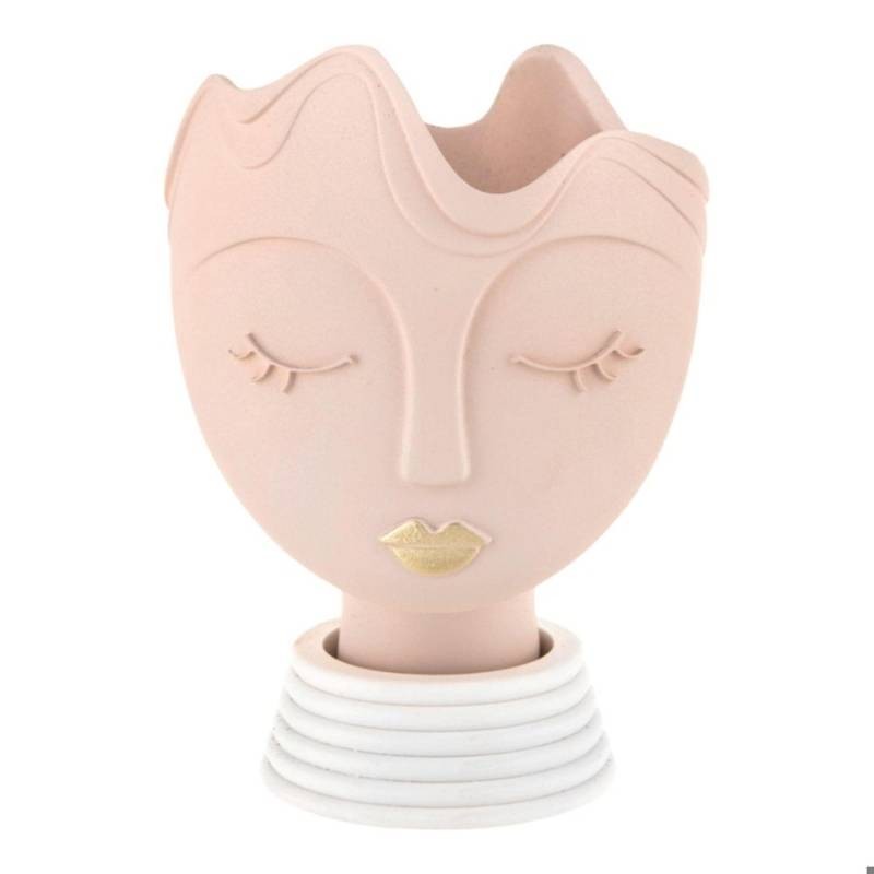 Scultura Vasetto Testa Donna Cipria Bongelli Preziosi – Vaso Decorativo in Marmorino Oro