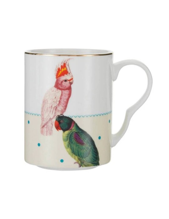 Mug Parrot in Porcellana con Dettagli Oro – Yvonne Ellen London