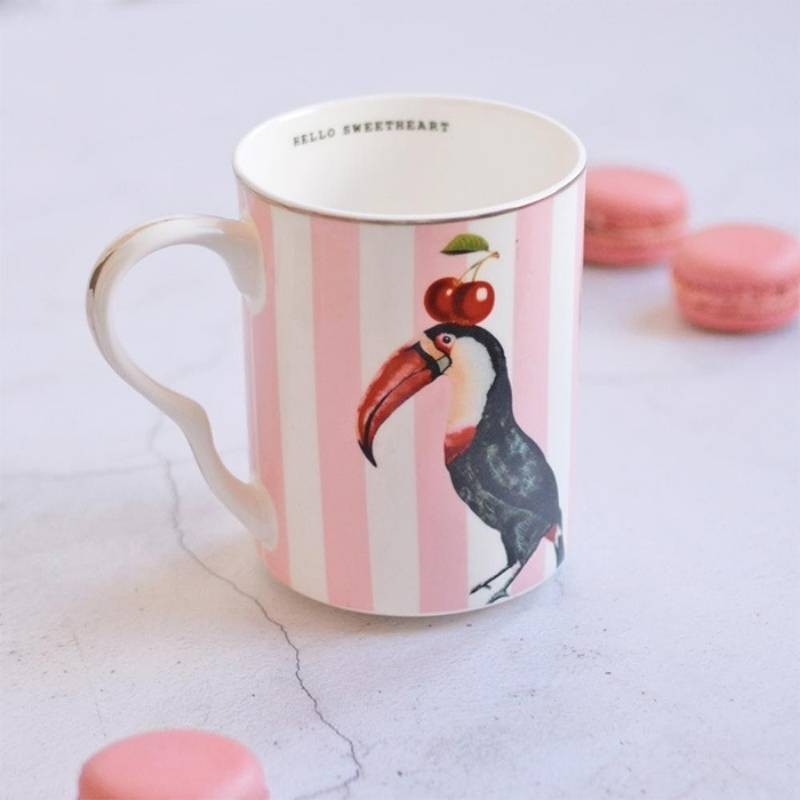 Mug Tucan in Bone China con Dettagli Oro –...