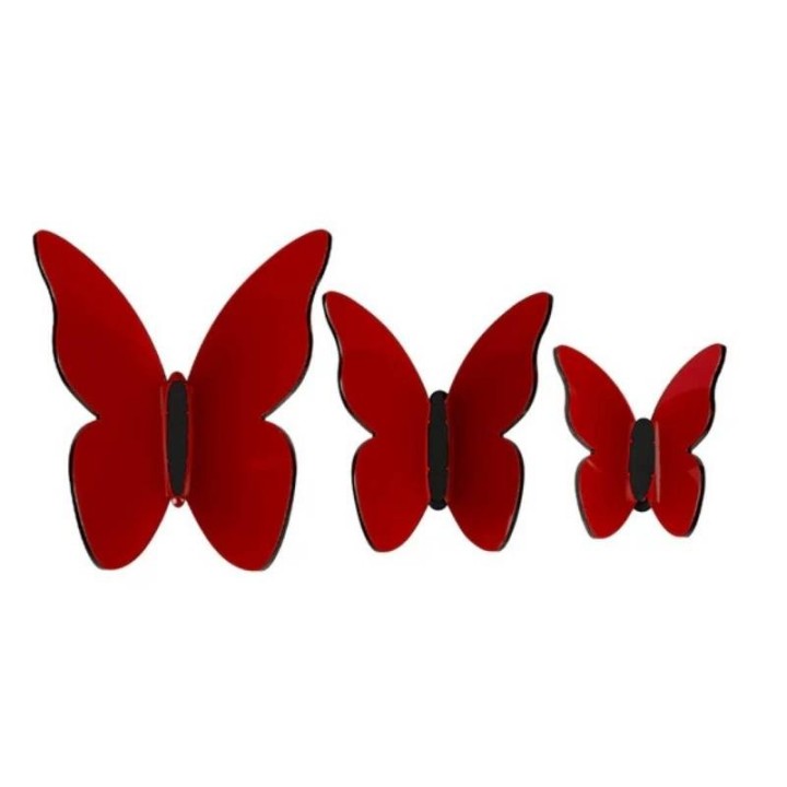 Vesta Set 3 farfalle decorative rosse