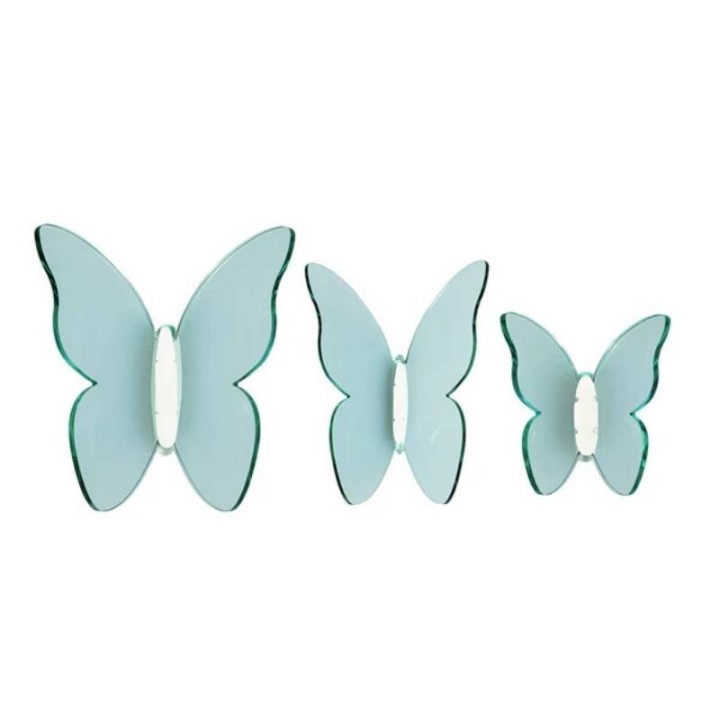Vesta Set 3 farfalle decorative acquamarina