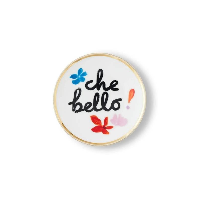 Piatto “Che Bello” Bitossi Home in Porcellana Ø17 cm con Bordo Oro