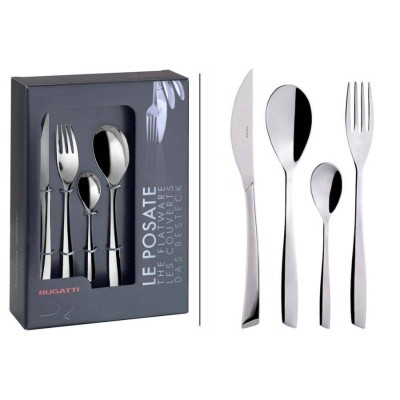 Set Posate Gaia Bugatti 24 Pezzi in Acciaio Inox 18/10 2