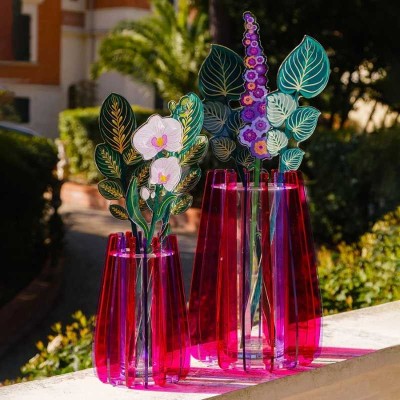 Vaso Piccolo Iride Fucsia Vesta Home in Cristallo Acrilico 2