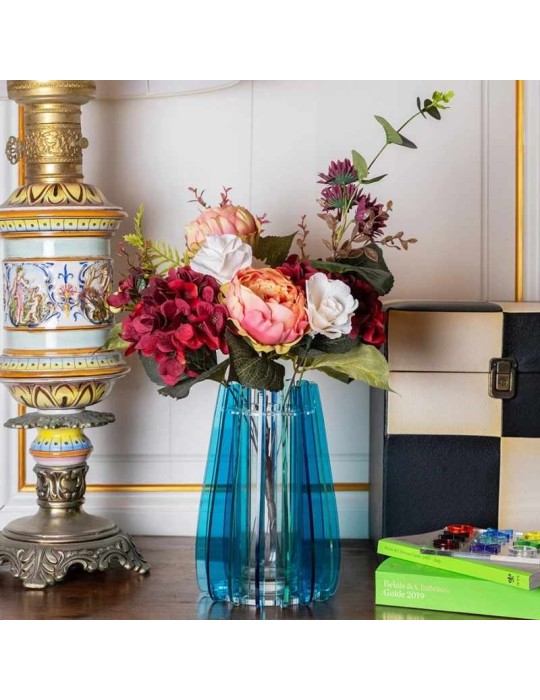 Vaso Piccolo Iride Blu Vesta Home in Cristallo...