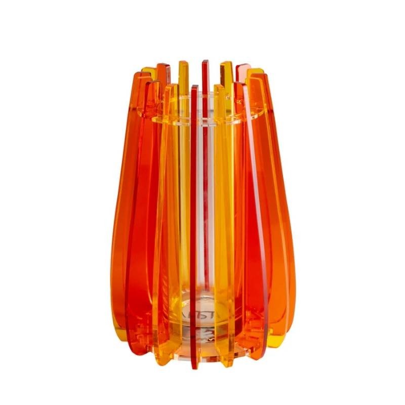 Vaso Grande Iride Arancione Vesta Home – Vaso Decorativo Trasparente in Cristallo Acrilico