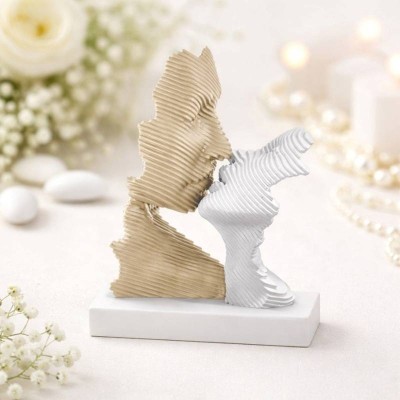 Scultura Bacio Stilizzato Nocciola Bianco Bongelli... 2