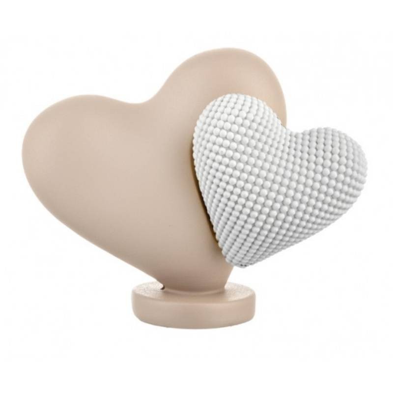 Scultura Doppio Cuore Cipria e Bianco Bongelli Preziosi in Marmorino – Decorazione Romantica