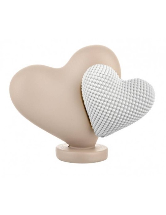 Scultura Doppio Cuore Cipria e Bianco Bongelli Preziosi in Marmorino – Decorazione Romantica
