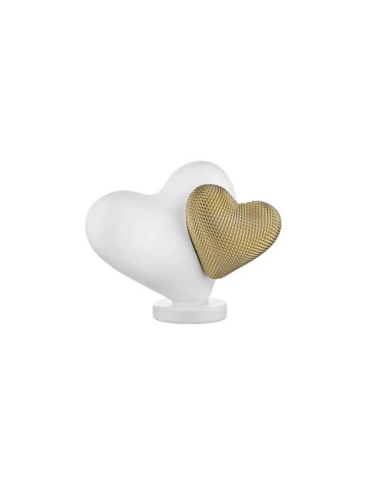 Scultura Doppio Cuore Oro e Bianco Bongelli Preziosi in Marmorino – Design Elegante