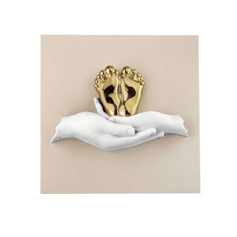Quadretto Piedini Bongelli Preziosi 15x15 cm in Marmorino – Decorazione Nascita e Battesimo