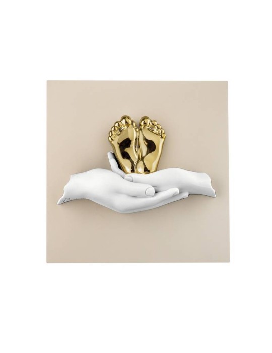 Quadretto Piedini Bongelli Preziosi 15x15 cm in Marmorino – Decorazione Nascita e Battesimo