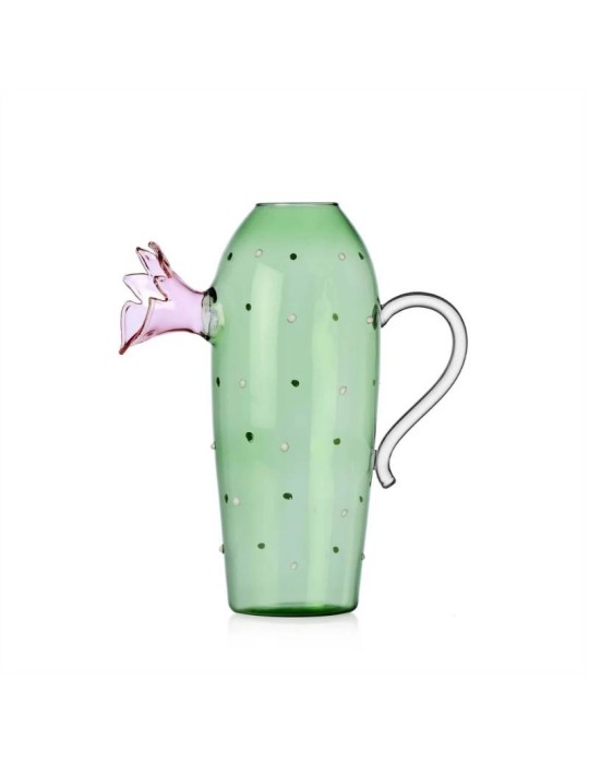Desert Plants Brocca Cactus Verde con Fiore Ichendorf in Vetro Borosilicato