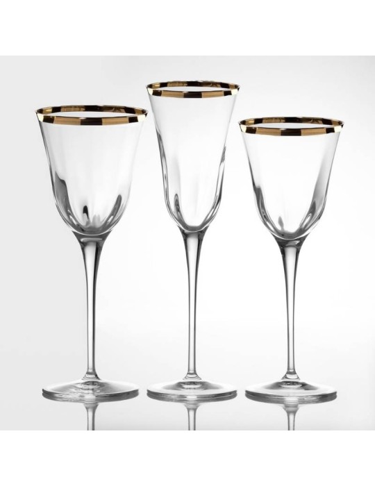 Servizio Bicchieri 38 Pezzi Julia Ottico Filo Oro VE.MA. in Cristallo – Eleganza Raffinata per la Tavola