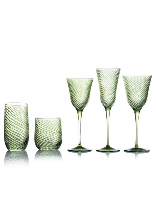 Set 6 Tumbler Vertigo Verde VE.MA. – Bicchieri Moderni in Vetro Soffiato