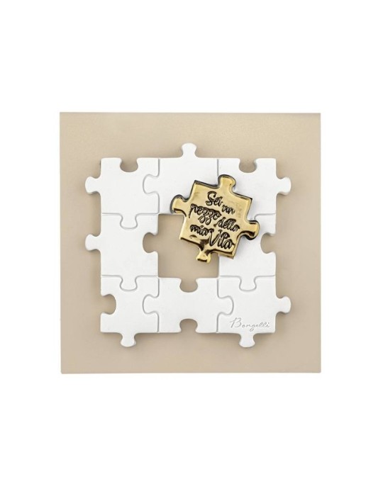 Quadretto Puzzle Bongelli Preziosi – Decorazione Simbolica Nocciola Oro 15x15 cm