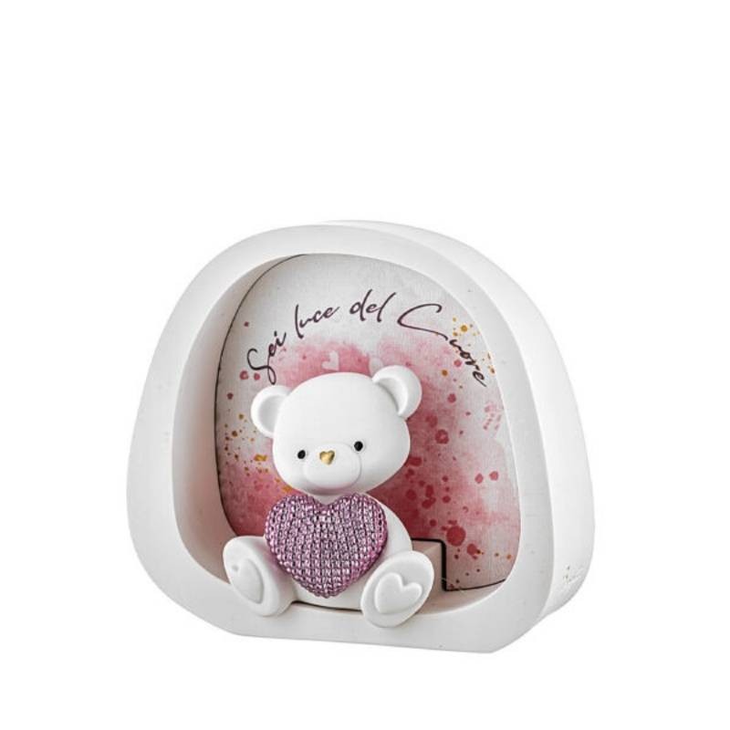 Orsetto con Cuore LED Bongelli Preziosi – Scultura Luminosa Rosa 12x11 cm