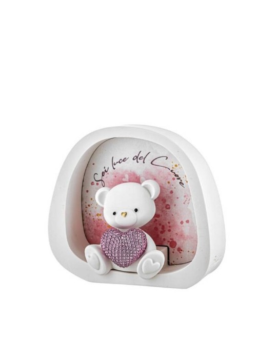 Orsetto con Cuore LED Bongelli Preziosi – Scultura Luminosa Rosa 12x11 cm