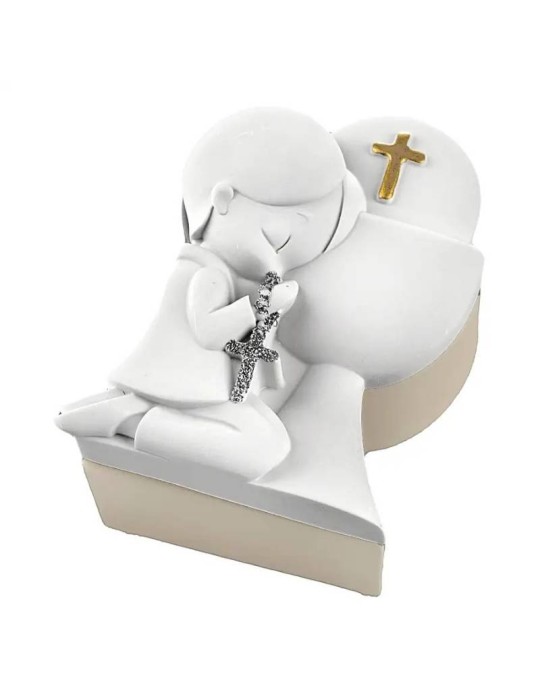 Scatolina Comunione Bimbo 8x6 Nocciola Bongelli Preziosi – Bomboniera Elegante in Marmorino