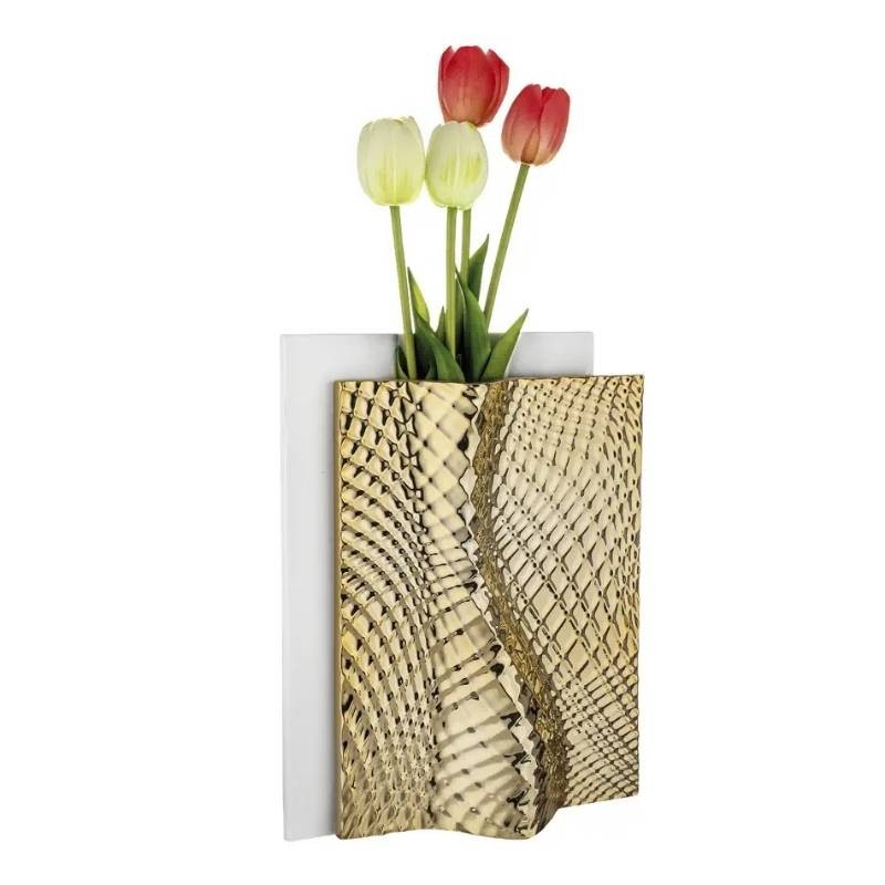 Vaso Ophis H30 Bianco-Oro Bongelli Preziosi – Design Elegante in Marmorino