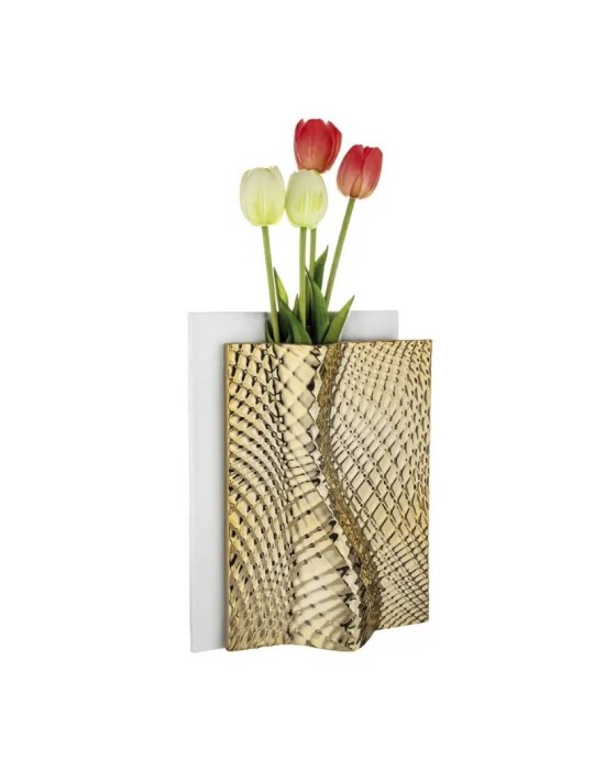 Vaso Ophis H30 Bianco-Oro Bongelli Preziosi – Design Elegante in Marmorino