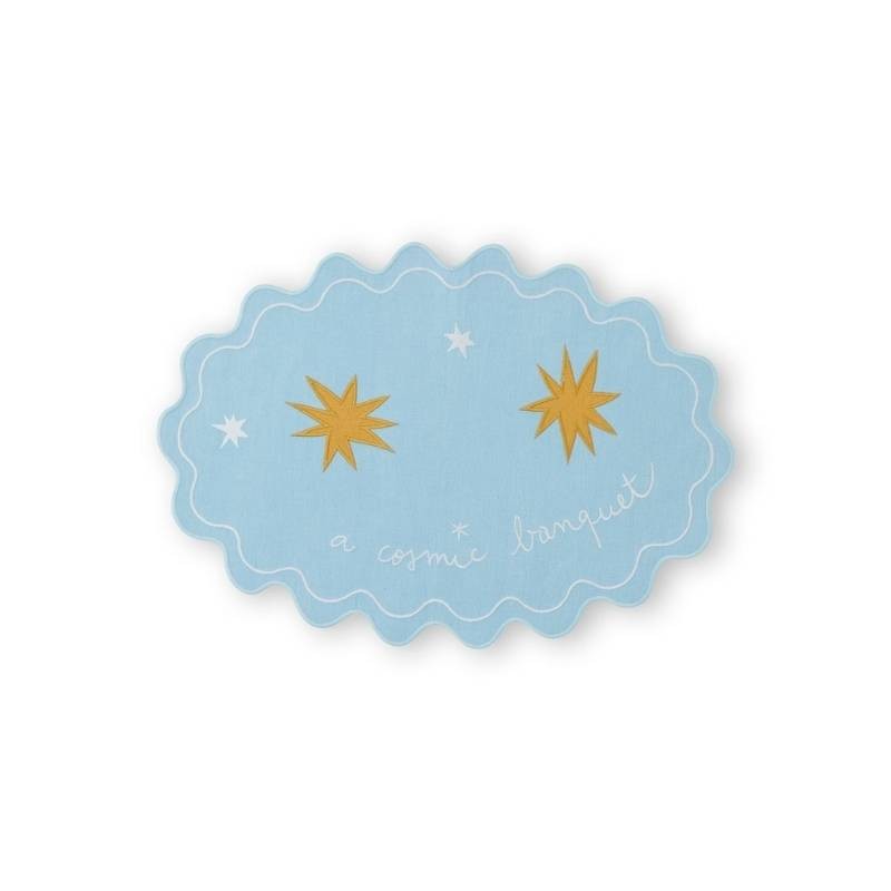 Tovaglietta A Cosmic Banquet Bitossi Home 48x35 cm Azzurra Ricamata – Eleganza Antimacchia