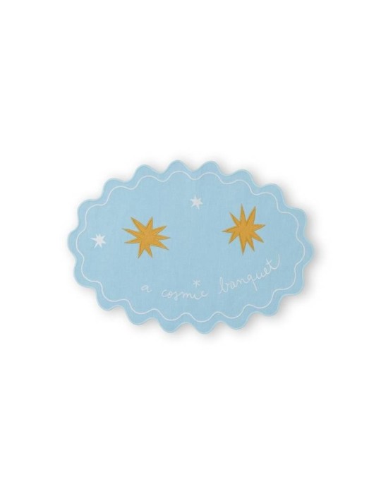 Tovaglietta A Cosmic Banquet Bitossi Home 48x35 cm Azzurra Ricamata – Eleganza Antimacchia