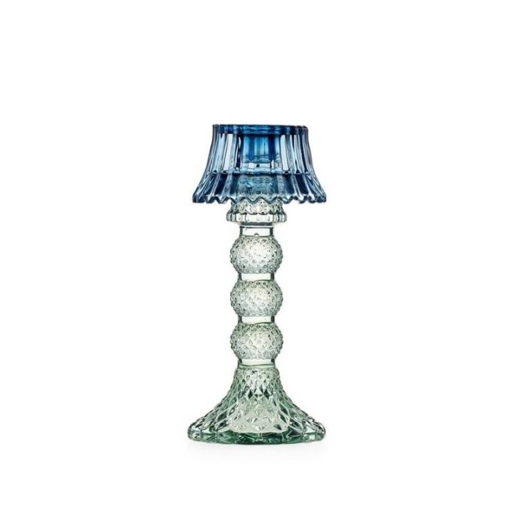 Emò Italia Candeliere Atena paralume blu alto 18,5 cm