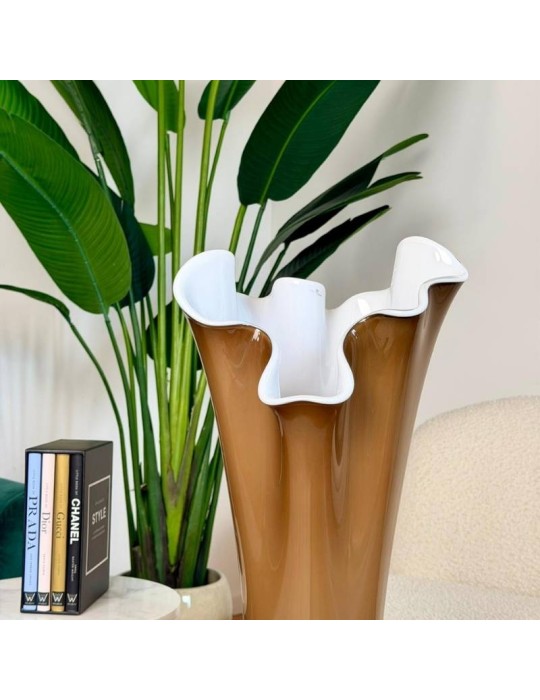 Vaso Wave H75 Opale/Fumé in Vetro Soffiato –...