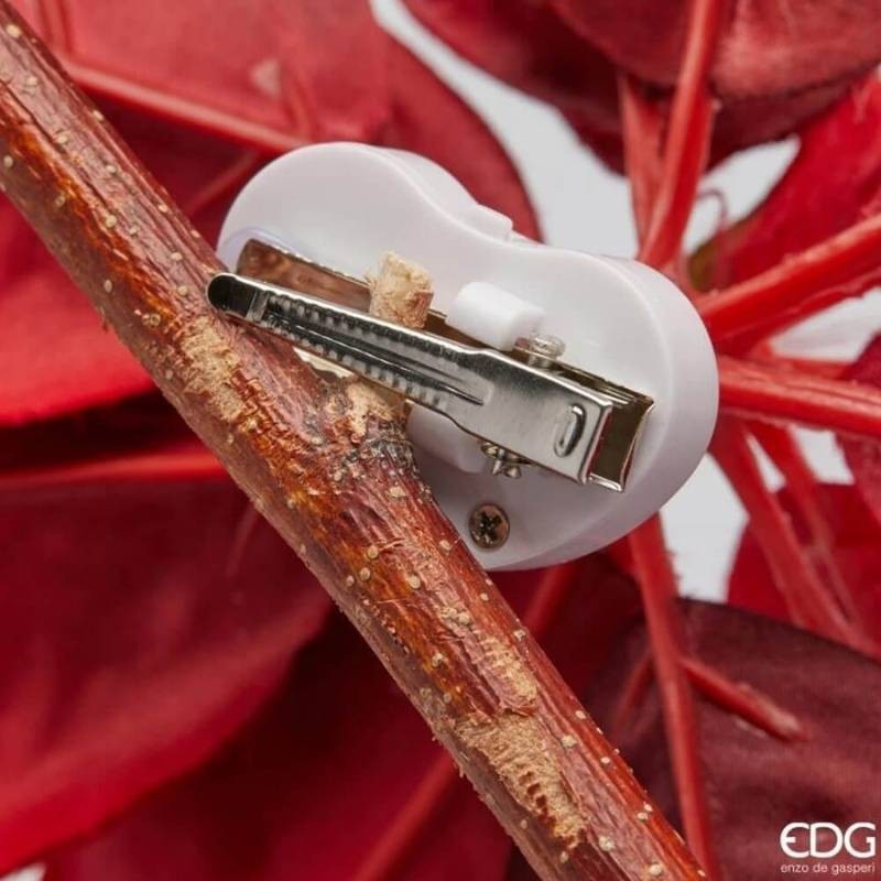 Stella di Natale Velvet Ø23 cm con Luce e Clip...