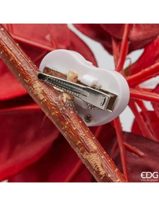 Stella di Natale Velvet Ø23 cm con Luce e Clip...