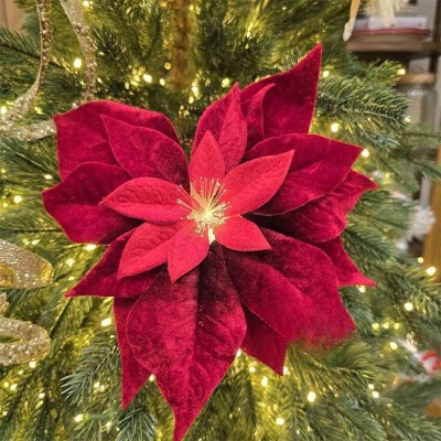 Stella di Natale Velvet Ø23 cm con Luce e Clip –...