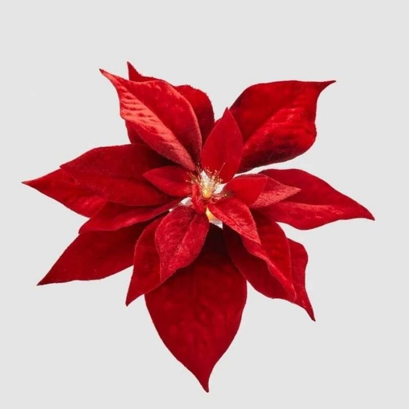 Stella di Natale Velvet Ø23 cm con Luce e Clip...