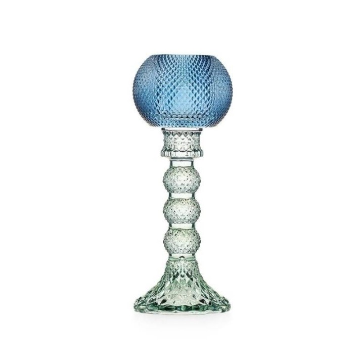 Emò Italia Candeliere Atena con paralume blu alto 21 cm