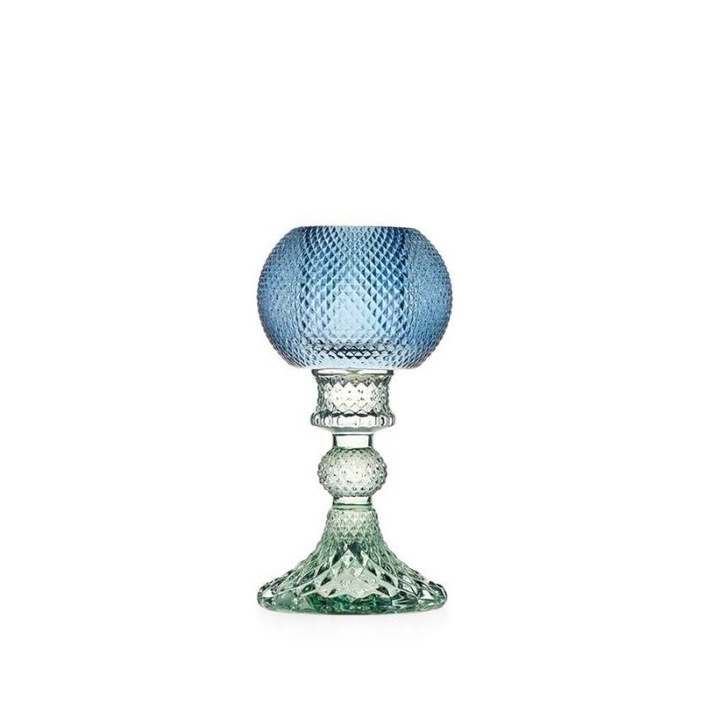 Candeliere Piccolo con Paralume Blu in Vetro – Collezione Atena | Emò Italia