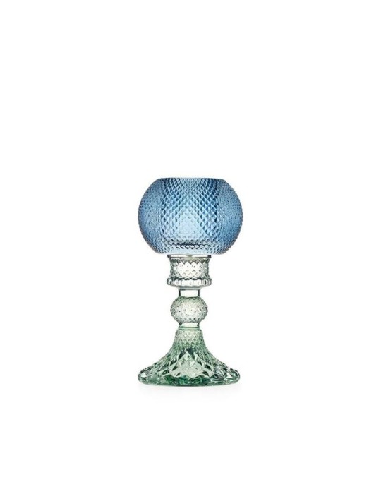 Candeliere Piccolo con Paralume Blu in Vetro – Collezione Atena | Emò Italia