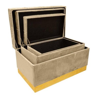 Set 3 Bauli Imbottiti Colore Beige Le Stelle 68x40x40 cm... 2