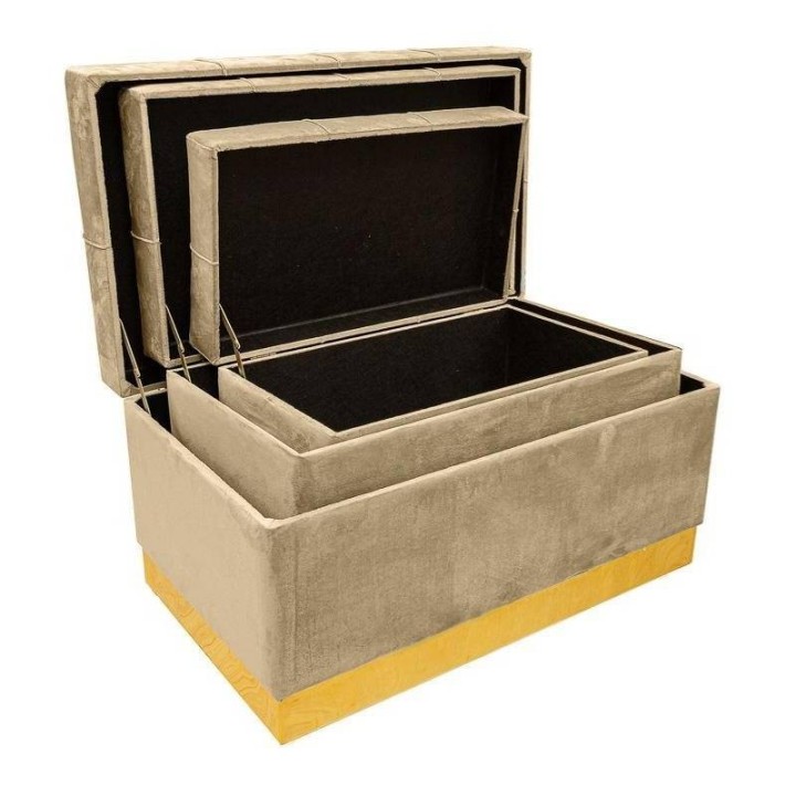 Le Stelle Set di 3 bauli imbottiti beige 68 × 40 cm