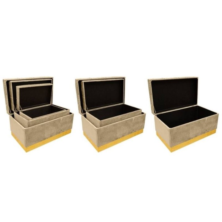Le Stelle Set di 3 bauli imbottiti beige 68 × 40 cm