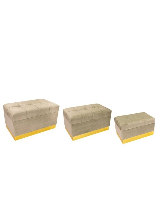 Set 3 Bauli Imbottiti Colore Beige Le Stelle 68x40x40 cm – Arredo Elegante